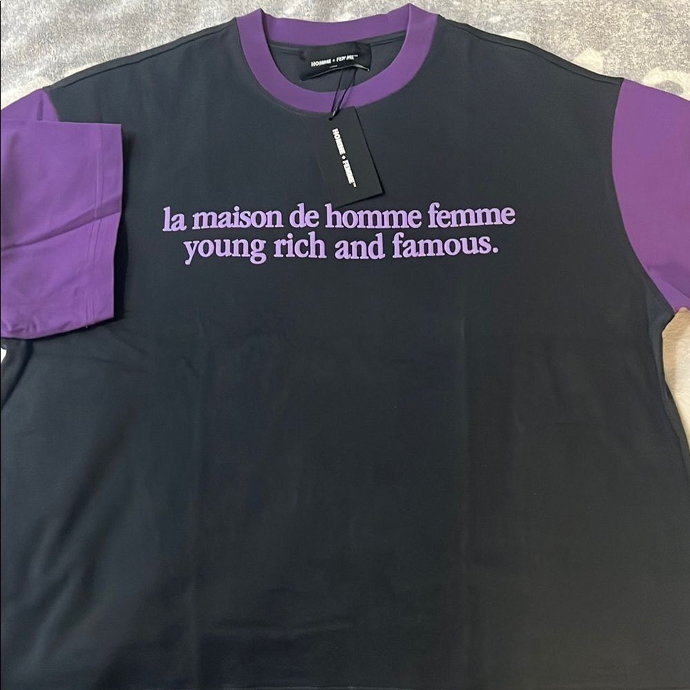 Homme Femme Purple and Black Short Sleeve Tee